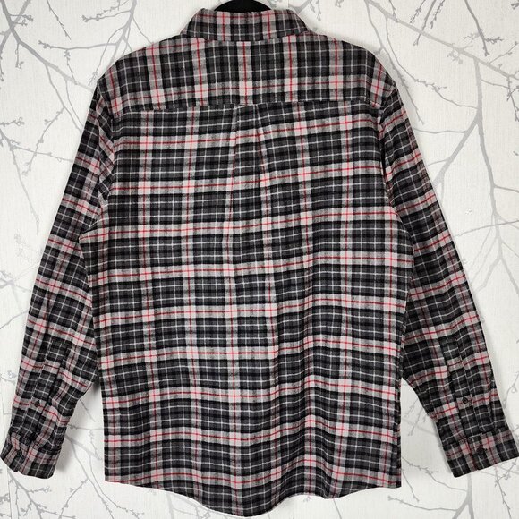 Eddie Bauer Gray Plaid Checks Button Front Flannel Shirt - Picture 2 of 5